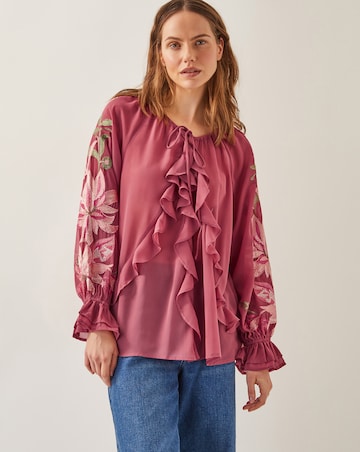 Monsoon Natalia Embroidered Ruffle Blouse