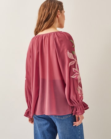 Monsoon Natalia Embroidered Ruffle Blouse