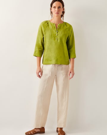 Monsoon Rosa Bib Linen Blouse