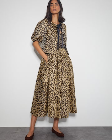 Monsoon Sicily Leopard Print Midi Dress