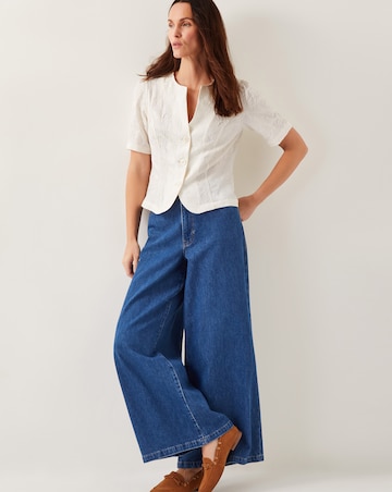 Monsoon Eliza Short Sleeve Jacquard Top