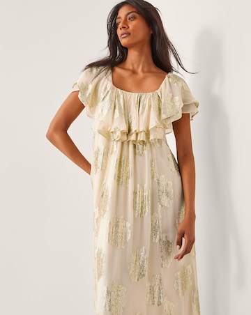 Monsoon Lyra Metallic Ruffle Maxi Dress