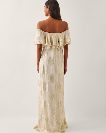 Monsoon Lyra Metallic Ruffle Maxi Dress
