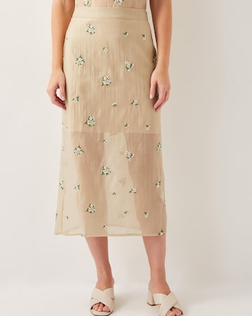 Monsoon Sacha Embroidered Midi Skirt