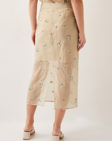 Monsoon Sacha Embroidered Midi Skirt