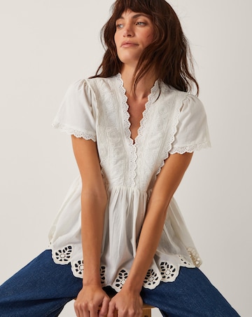 Monsoon Dee Broderie Jersey Top