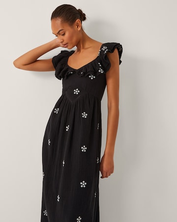Monsoon Daisy Embroidered Midi Dress