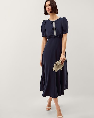 Monsoon Bonnie Bow Puff Sleeve Midi Dress