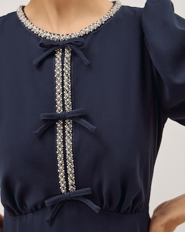 Monsoon Bonnie Bow Puff Sleeve Midi Dress