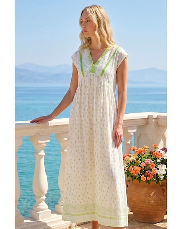 Roman Paisley Lace Trim Midi Dress