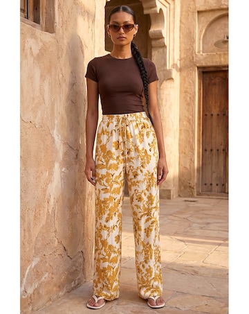 Roman Floral Sparkle Tie Waist Trouser