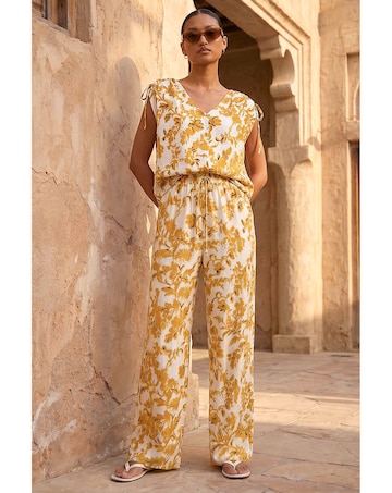 Roman Floral Sparkle Tie Waist Trouser
