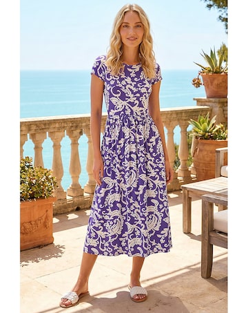 Roman Abstract Print Pocket Midi Dress