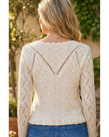 Roman Scallop V-Neck Knit Jumper
