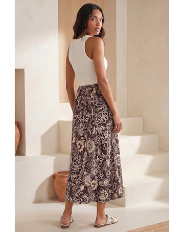Roman Paisley Swirl Print Midi Skirt