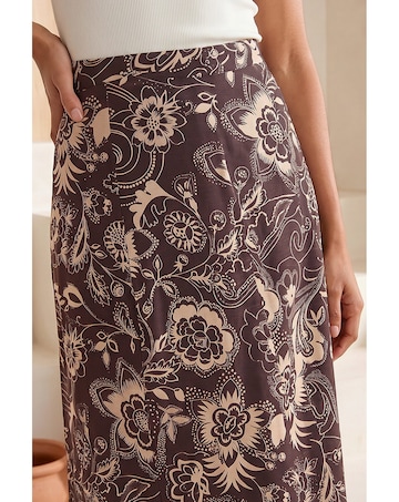 Roman Paisley Swirl Print Midi Skirt