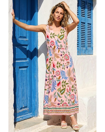 Roman Tropical Floral Midi Dress