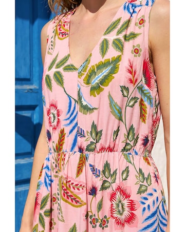 Roman Tropical Floral Midi Dress