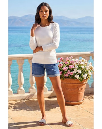 Roman Scalloped Neck Knit Jumper