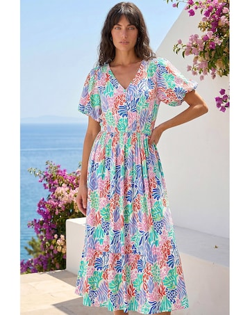 Roman Abstract Print Button Midi Dress