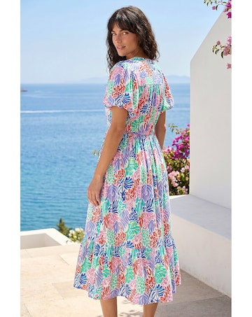 Roman Abstract Print Button Midi Dress