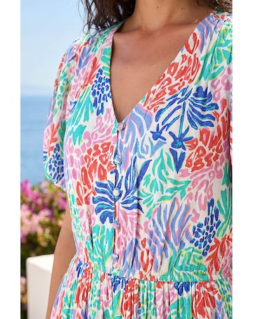 Roman Abstract Print Button Midi Dress
