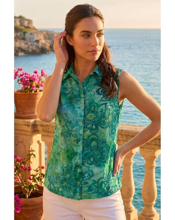 Roman Floral Print Jacquard Blouse