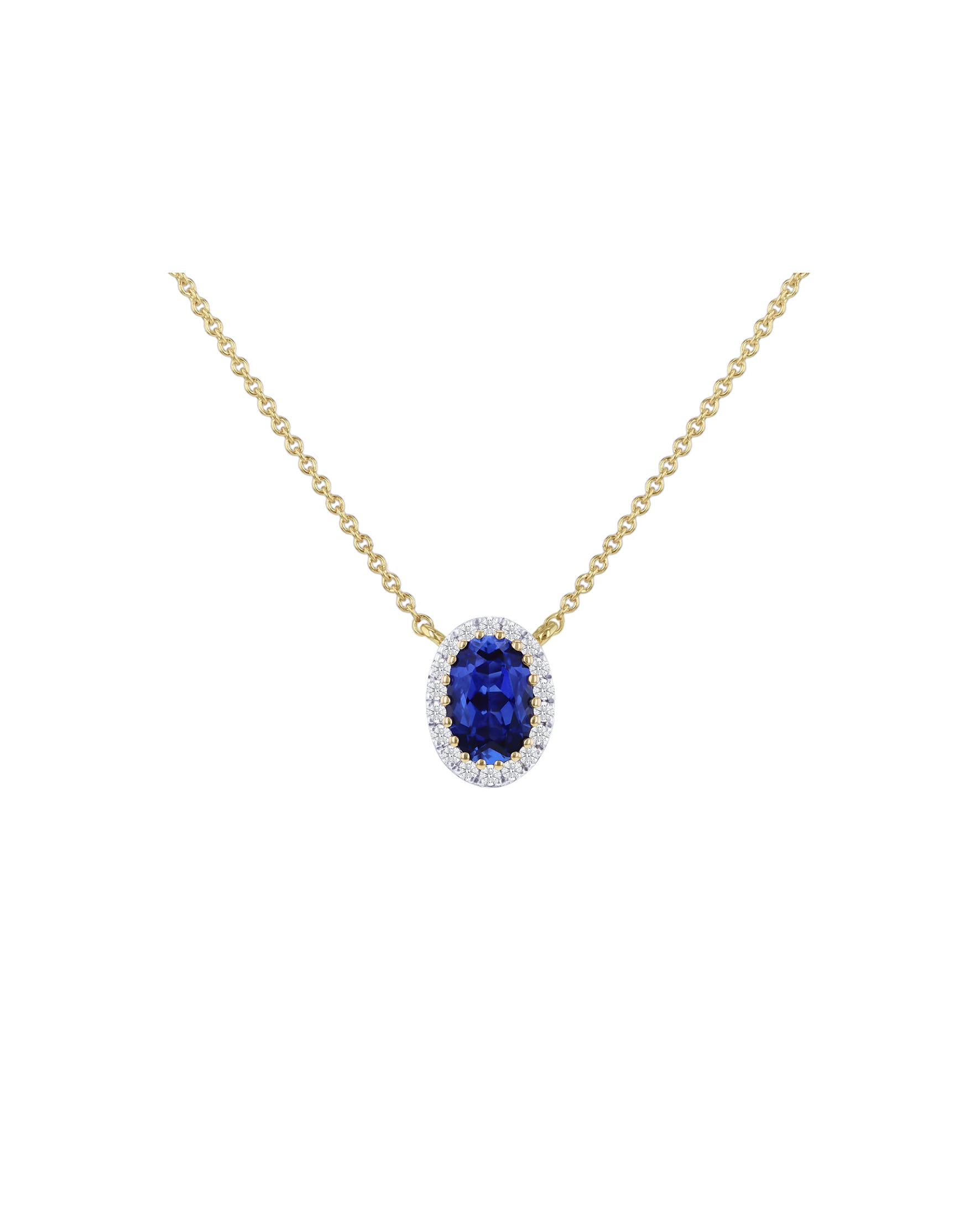 9ct Yellow Gold Lab Diamond Sapphire Nkl