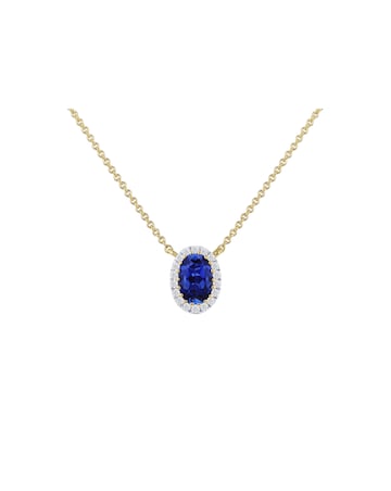 9ct Yellow Gold Lab Diamond Sapphire Nkl