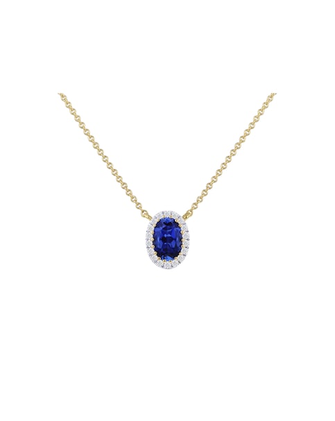 9ct Yellow Gold Lab Diamond Sapphire Nkl