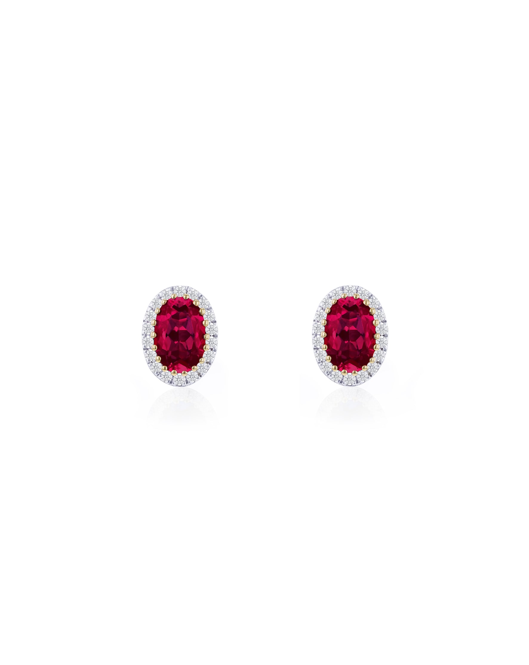 9ct Yellow Gold Lab Diamond Ruby Earring