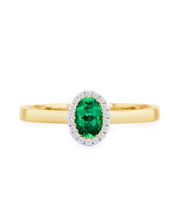 9ct Yellow Gold Lab Diamond Emerald Ring