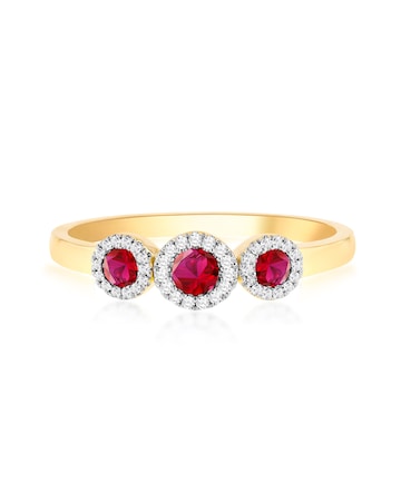 9ct Yellow Gold Lab Diamond Ruby Ring