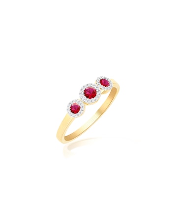 9ct Yellow Gold Lab Diamond Ruby Ring