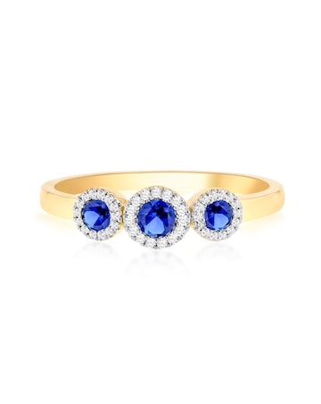 9ct YellowGold Lab Diamond Sapphire Ring
