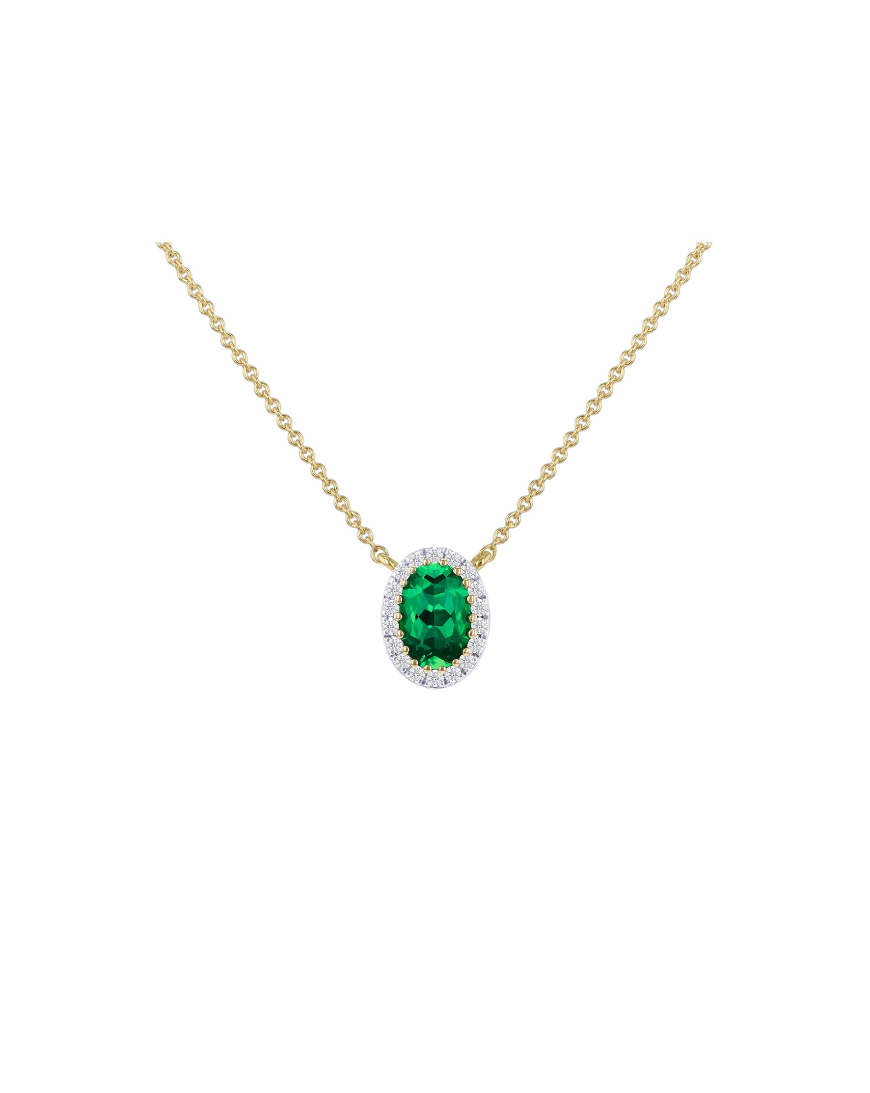 9ct Yellow Gold Lab Diamond Emerald Nkl