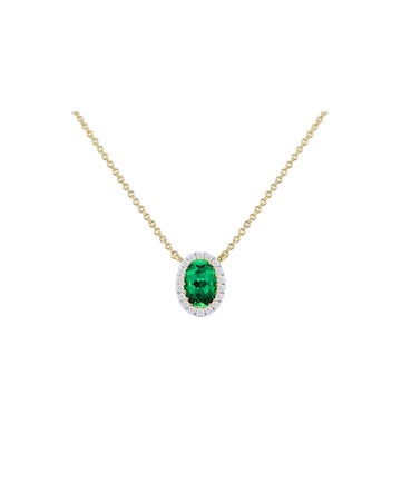 9ct Yellow Gold Lab Diamond Emerald Nkl
