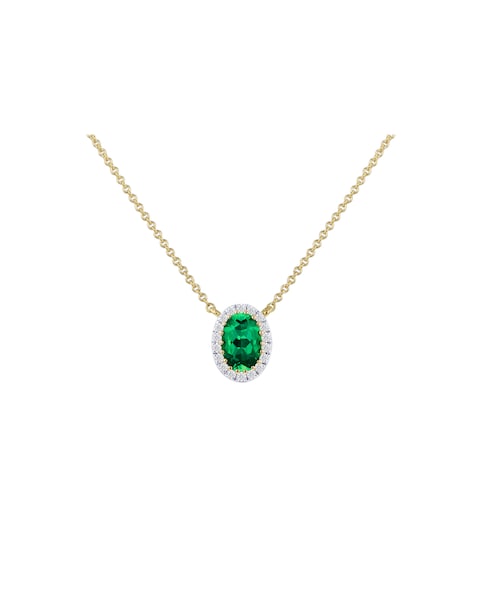 9ct Yellow Gold Lab Diamond Emerald Nkl