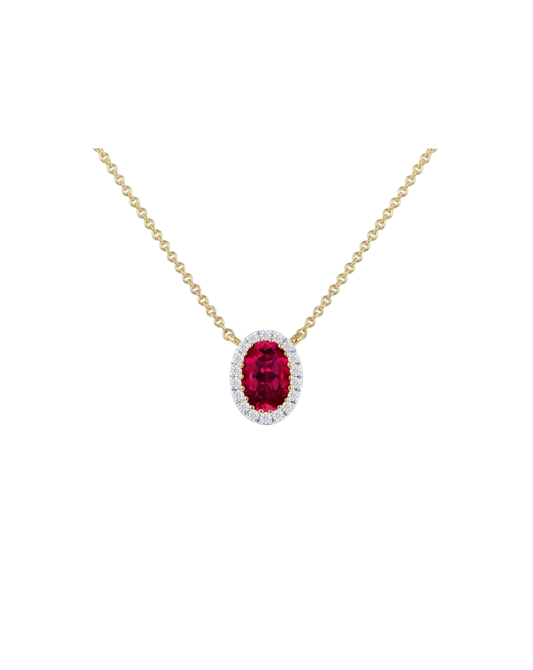 9ct Yellow Gold Lab Diamond Ruby Neclace