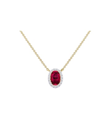 9ct Yellow Gold Lab Diamond Ruby Neclace