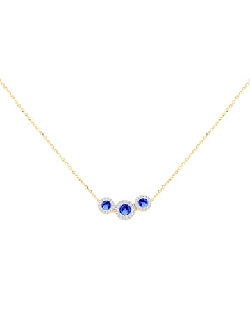 9ct Yellow Gold Lab Diamond Sapphire Nkl