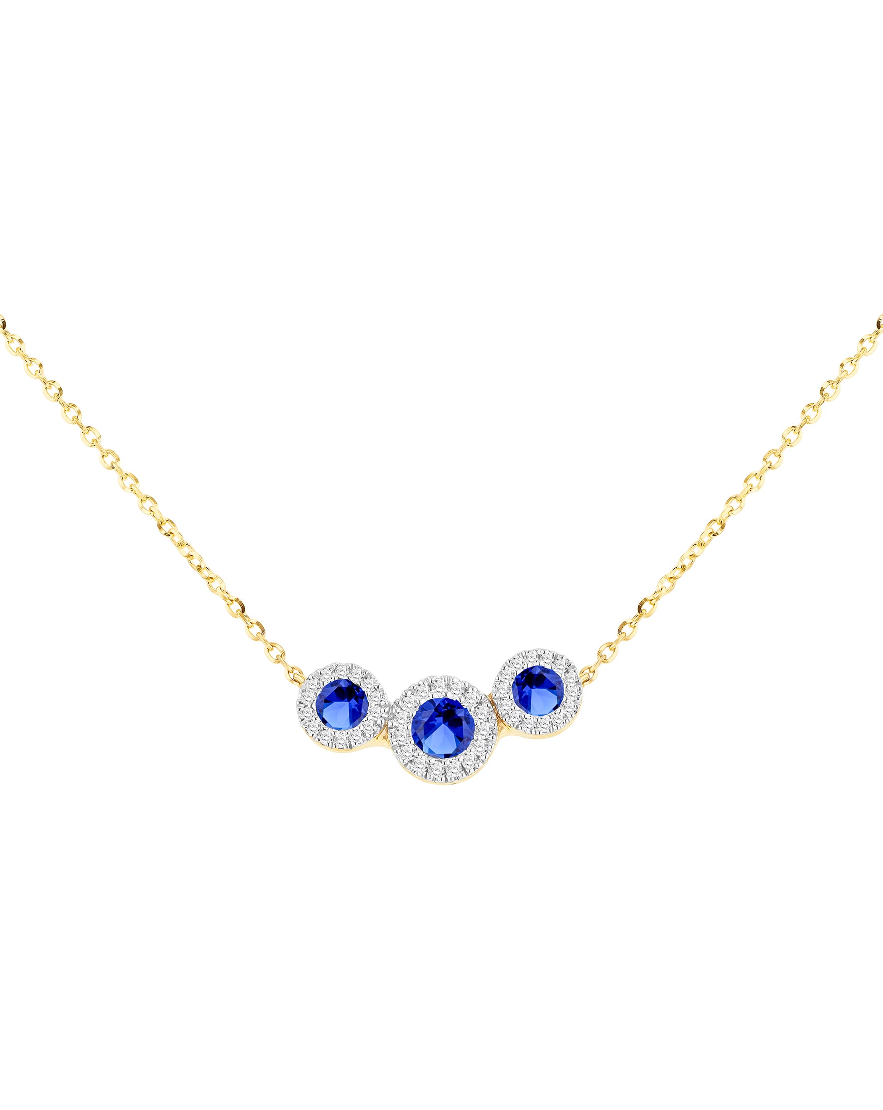 9ct Yellow Gold Lab Diamond Sapphire Nkl