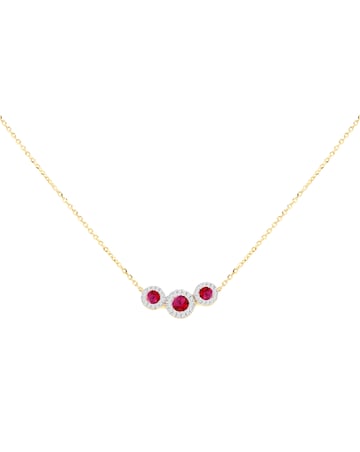9ct Yellow Gold Lab Diamond Ruby Neclace