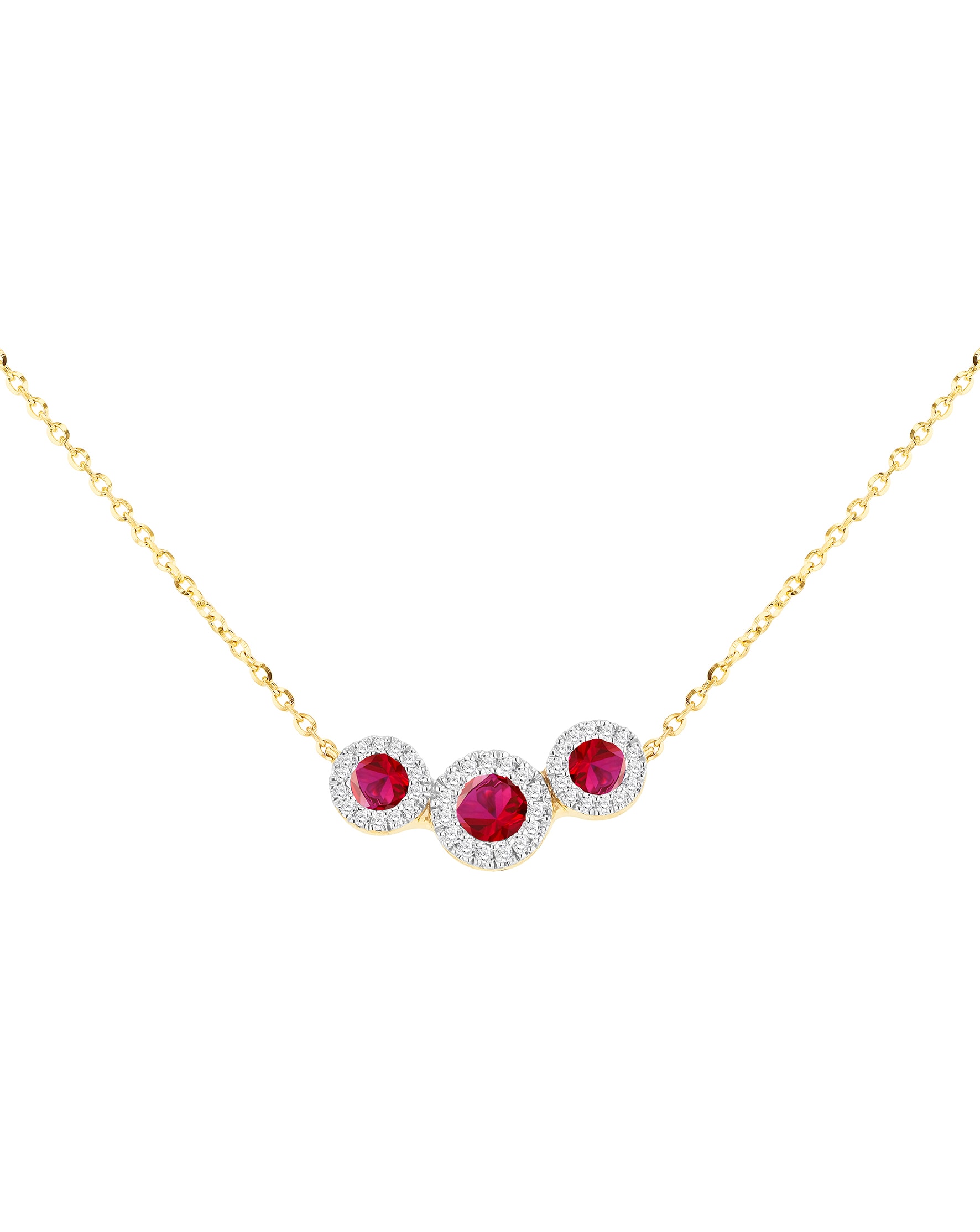 9ct Yellow Gold Lab Diamond Ruby Neclace