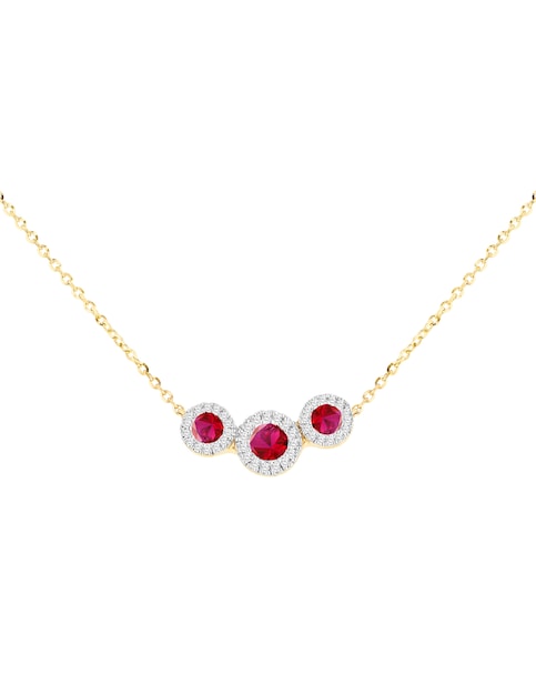 9ct Yellow Gold Lab Diamond Ruby Neclace