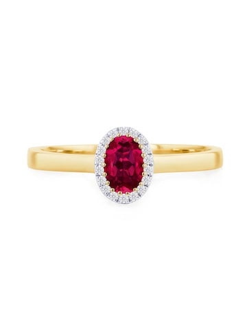 9ct Yellow Gold Lab Diamond Ruby Ring