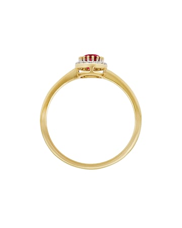 9ct Yellow Gold Lab Diamond Ruby Ring