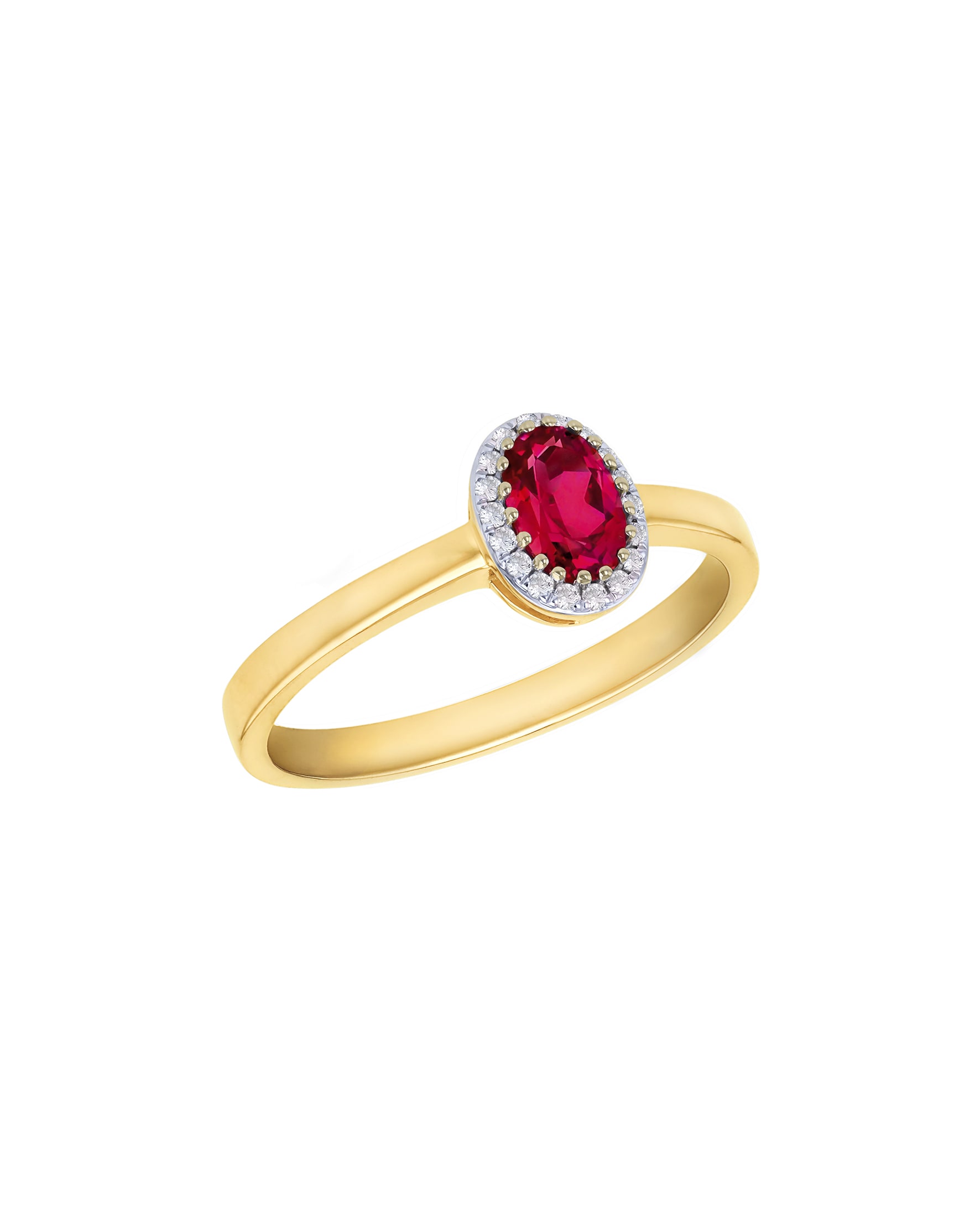 9ct Yellow Gold Lab Diamond Ruby Ring