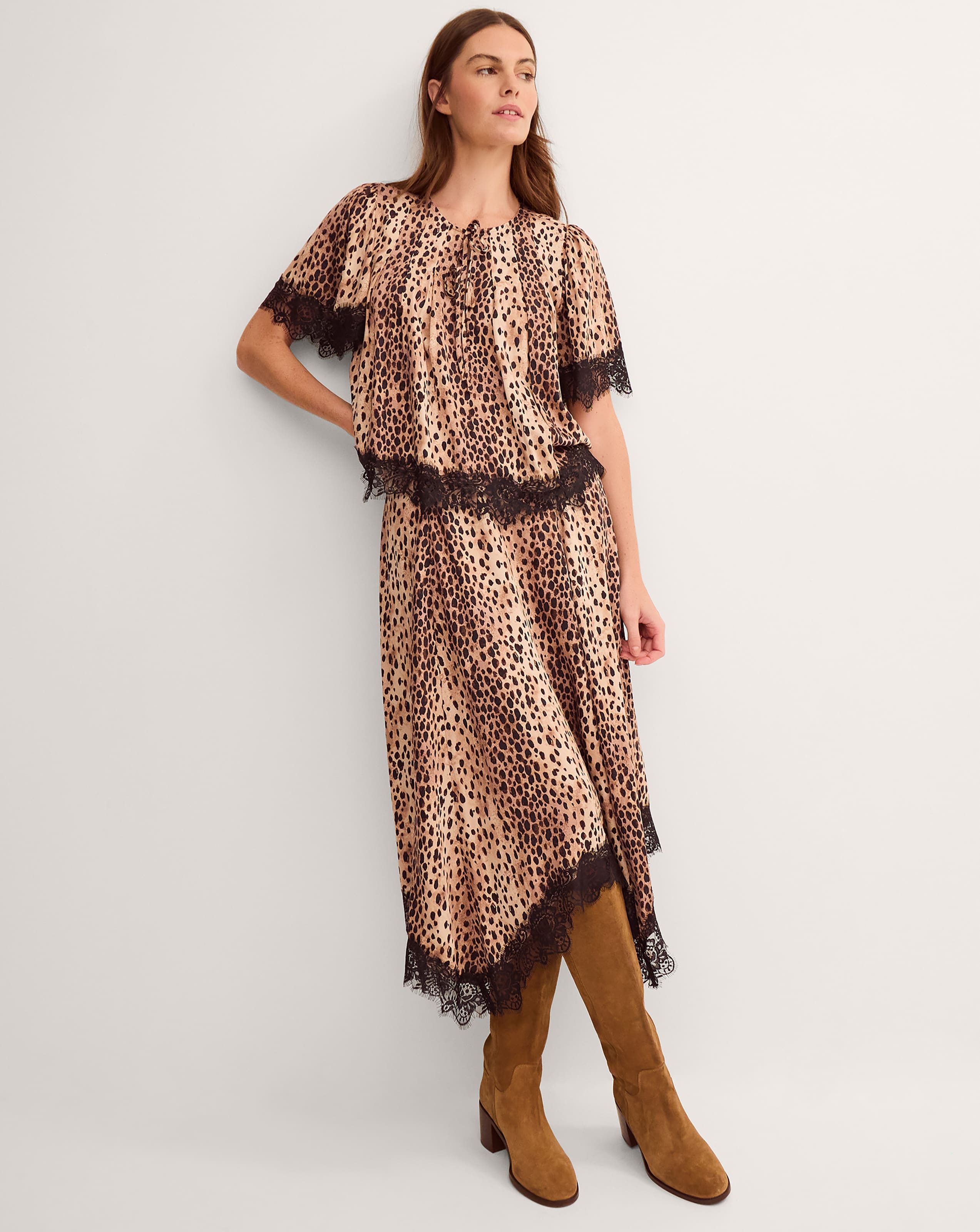 Monsoon Babette Leopard Print Midi Skirt