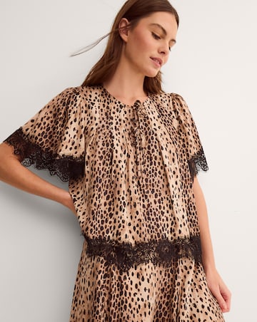 Monsoon Babette Leopard Print Lace Top